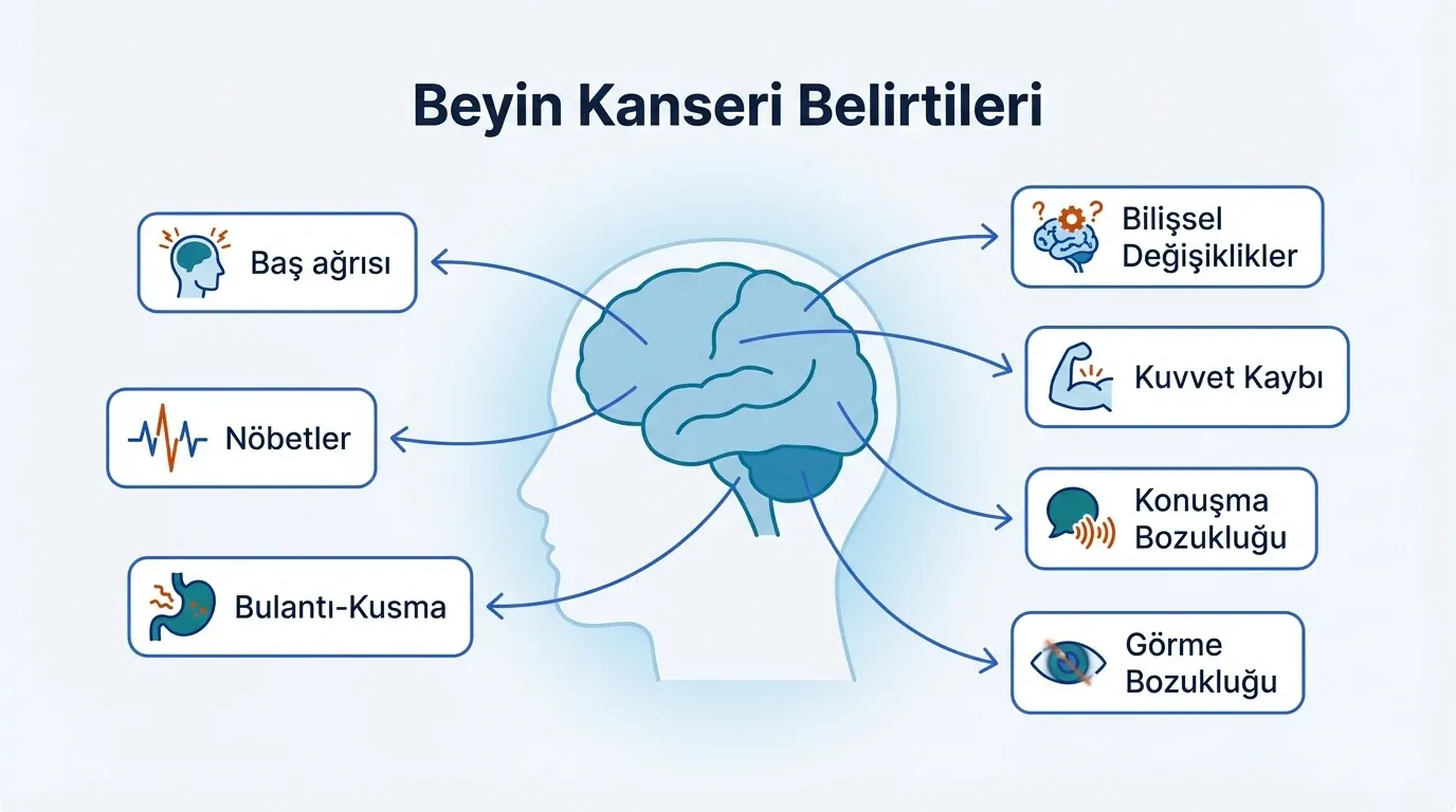 Beyin tümörü belirtileri infografik